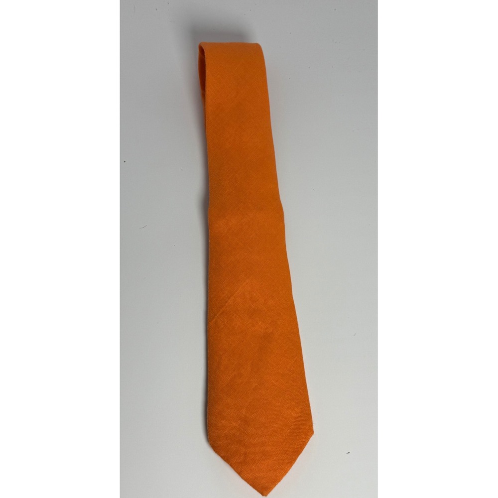 J. McLaughlin Mens Necktie Orange 100% Linen Solid